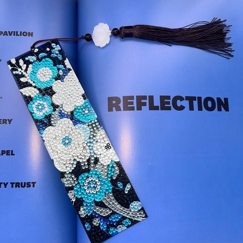🌙 Midnight Botanica — Hand-Placed Diamond Art Bookmark